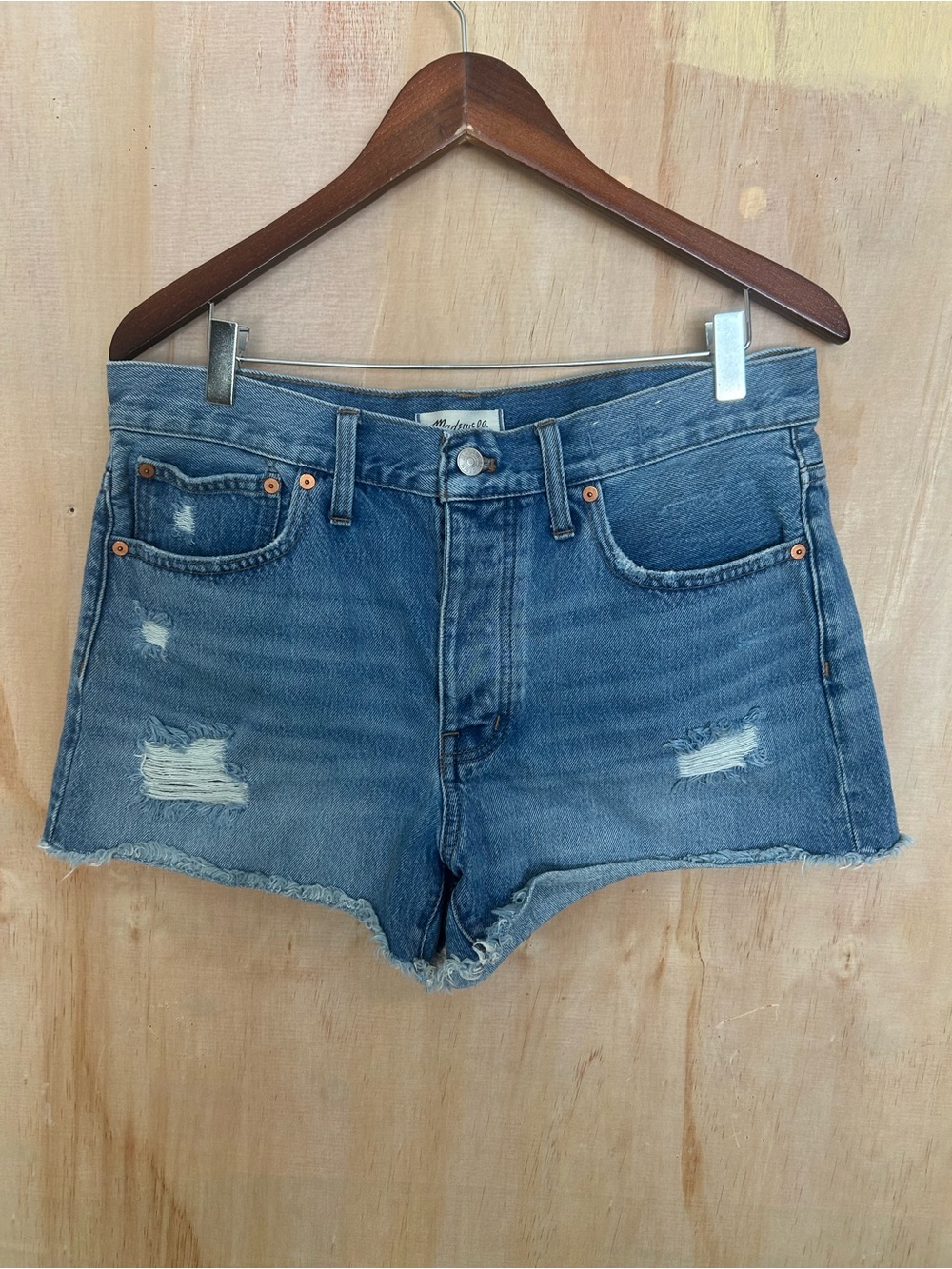 Denim Distressed High-Rise Women’s Shorts - Blue